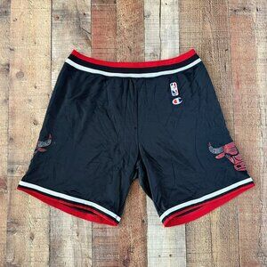 Vintage Champion NBA Chicago Bulls Basketball Athletic Shorts in Black and Red